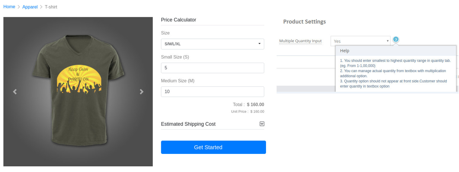 Multiple Quantity option 